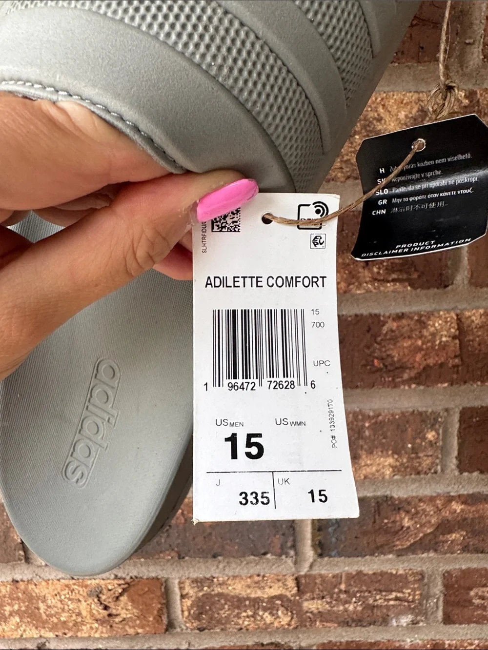 Adidas MENS Slide Sandals in Light Gray. NO box